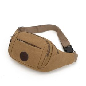 Men's Solid Canvas Crossbody & Waist Bag (Color: Coffee Color)