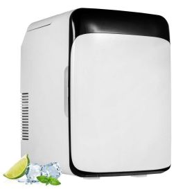 Portable Cooler Compact Mini Refrigerator For Bedroom Office Car Boat Dorm Skincare (Capacity: 10 L, Color: Black & White)